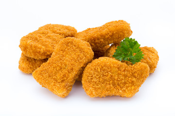 Nugget chiken on the white background.
