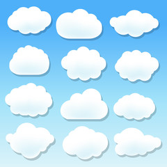 Cloud Icons With Blue Background