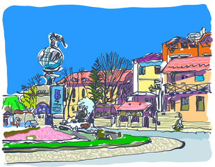 digital painting of Kamenetz-Podolsky town