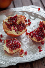 A freshly opened pomegranate fruit
