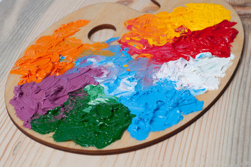 Artist's palette with colorful paints
