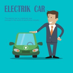 Obraz premium a man stands near electric car