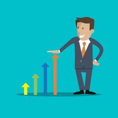 businessman and graph business growth