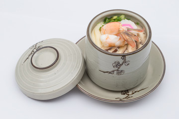 Steamed Egg with big shrimp. This menu call Chawanmushi in Japan