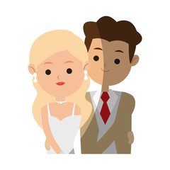 wedding couple cartoon icon over white background. colorful design. vector illustration