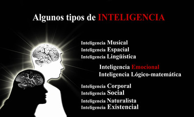 Infografía, tipos de inteligencia, personas, Psicología, cerebros, fondo negro