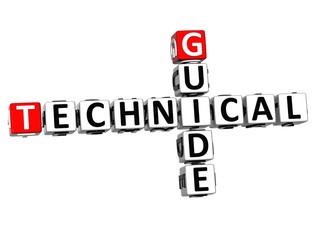 3D Technical Guide Crossword on white background