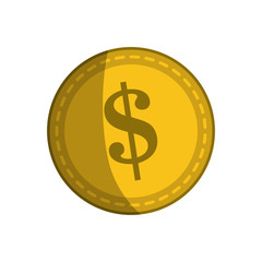 golden coin icon over white background. colorful design. vector illustration