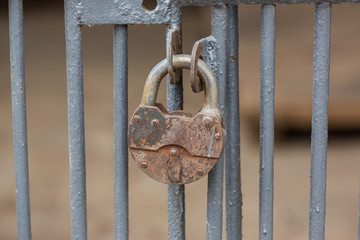 Large iron lock on the gate