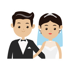 wedding couple cartoon icon over white background. colorful design. vector illustration