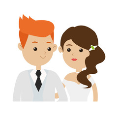 wedding couple cartoon icon over white background. colorful design. vector illustration