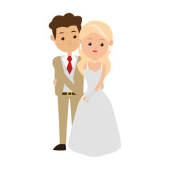 wedding couple cartoon icon over white background. colorful design. vector illustration
