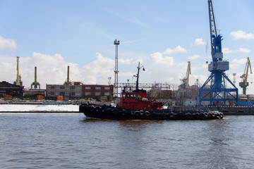 Tug boat in the port