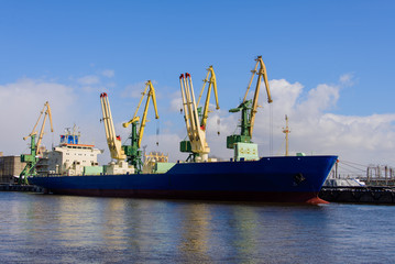 Cargo vessel moored