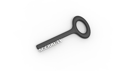 3d rendering of key with encrypted method with white background