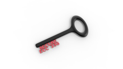 3d rendering of key with encrypted method with white background