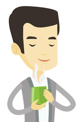 Man enjoying cup of coffee vector illustration