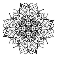 Image Doodle, drawing for coloring the mandala. Square ornament.