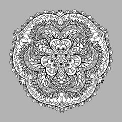 Image Doodle, drawing for coloring the mandala. triangular pattern