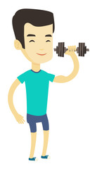 Man lifting dumbbell vector illustration.