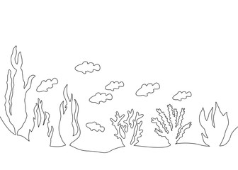 Underwater world with a fish. vector illustration