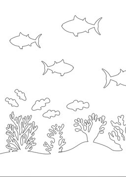 Underwater world for children coloring. vector illustration