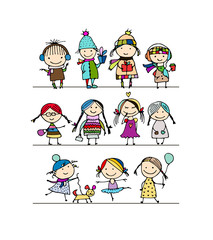 Art children set, sketch for your design