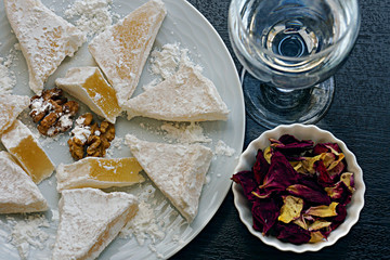 Special Turkish delight, called lokum, top view
