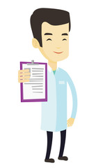 Doctor with clipboard vector illustration.