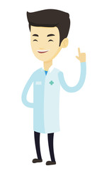 Doctor showing finger up vector illustration.