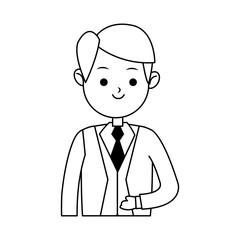 happy businessman cartoon icon over white background. vector illustration