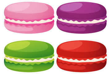 Macaroons in four flavors