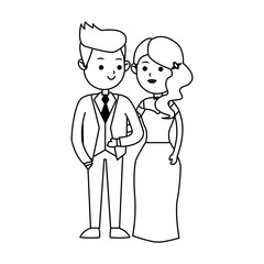 wedding couple cartoon icon over white background. vector illustration