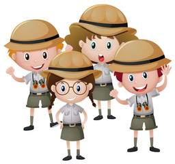 Four kids in safari outfit © brgfx