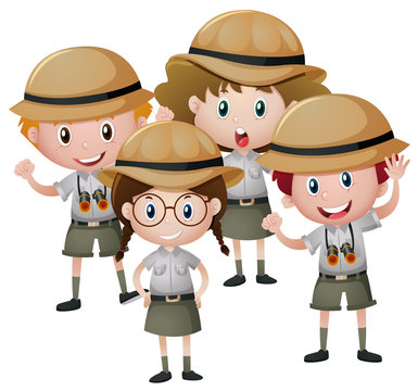 Four Kids In Safari Outfit