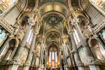 Tableaux ronds sur aluminium brossé Monument Interiors in Notre Dame de Fourviere basilica