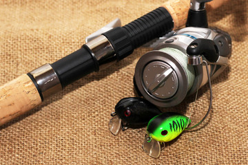 Naklejka premium Reliable tackle, Fishing set, male hobby