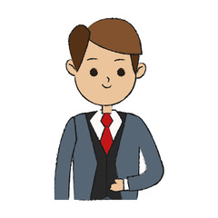 happy businessman cartoon icon over white background. vector illustration