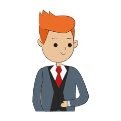 happy businessman cartoon icon over white background. vector illustration