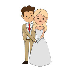 wedding couple cartoon icon over white background. colorful design. vector illustration