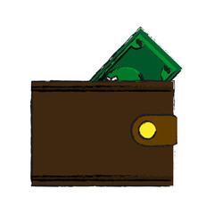 wallet with money bills icon over white background. vector illustration