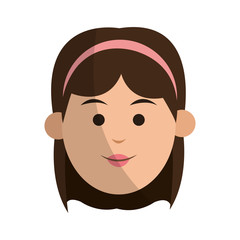 happy woman face cartoon icon over white background. colorful design. vector illustration