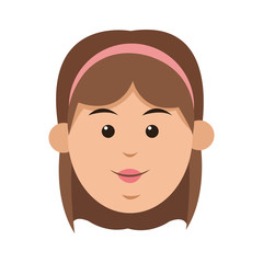 happy woman face cartoon icon over white background. colorful design. vector illustration