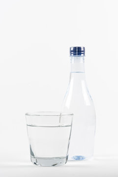 Bottle of drinking water on white background.