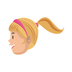 woman face cartoon icon over white background. colorful design. vector illustration