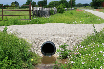 Drainage pipe: New culvert under small country side gravel road 