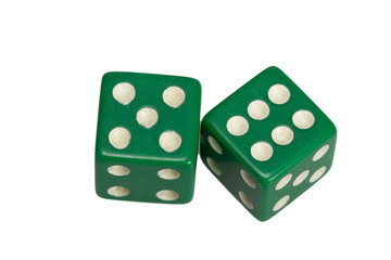 Two dice showing five and six