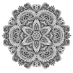 image of a black and white circular pattern mandala.