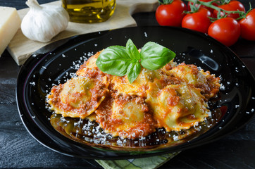 Ravioli in a tomato sauce