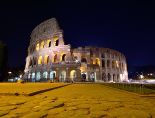 Fototapeta na wymiar Colosseum illuminated in Rome.